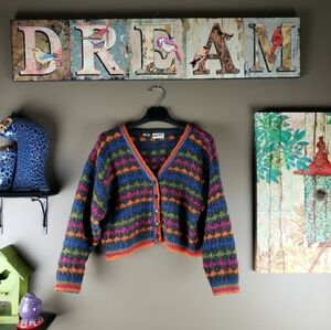 MEXX mohair blend multicolor RARE cropped oversized sweater small